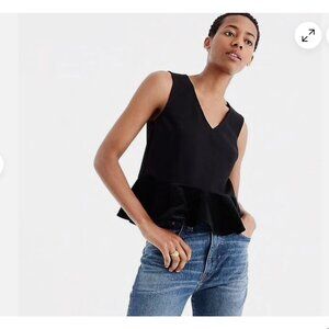 J CREW $Black Velvet Peplum Top - Size XXS